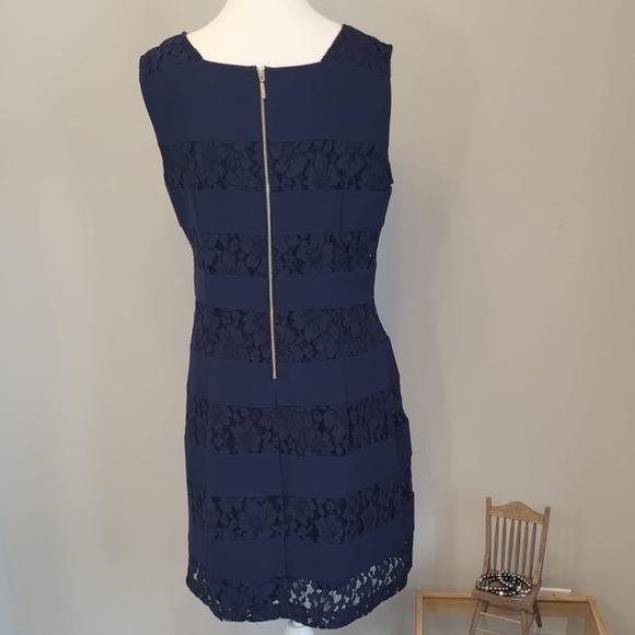 Navy Blue Dress with Lace Details - Picture 2 of 5